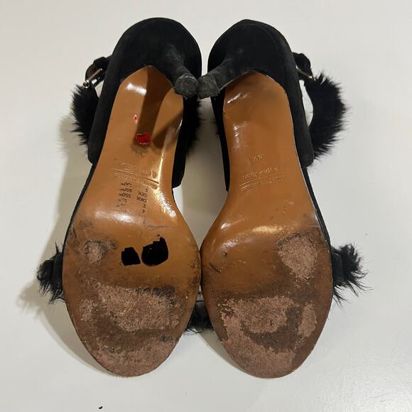 & Other Stories Black Fuzzy Strappy Heels Womens Size 40/9 - Picture 8 of 8
